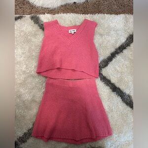 Chic Pink Knit Sleeveless Set